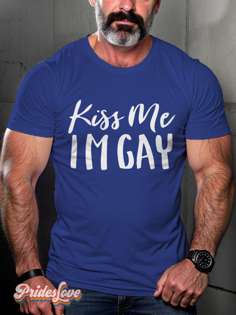 Kiss Me Gay Pride Rainbow LGBTQ Print T-shirt RoyalBlue / S