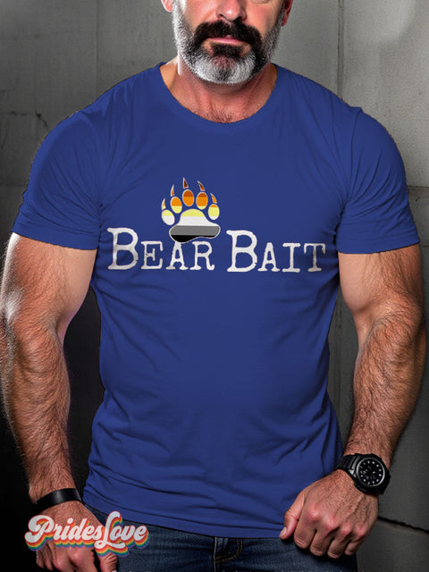 LGBT Bear Bait Casual Print T-shirt Blue / S
