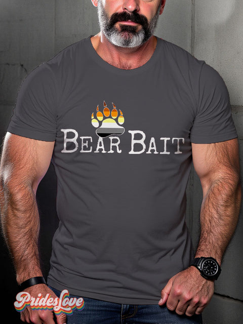 LGBT Bear Bait Casual Print T-shirt Grey / S