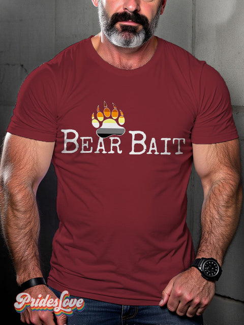 LGBT Bear Bait Casual Print T-shirt Maroon / S