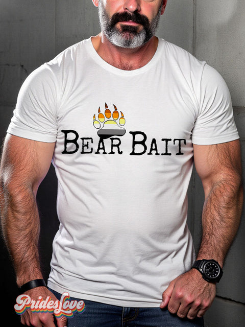 LGBT Bear Bait Casual Print T-shirt White / S