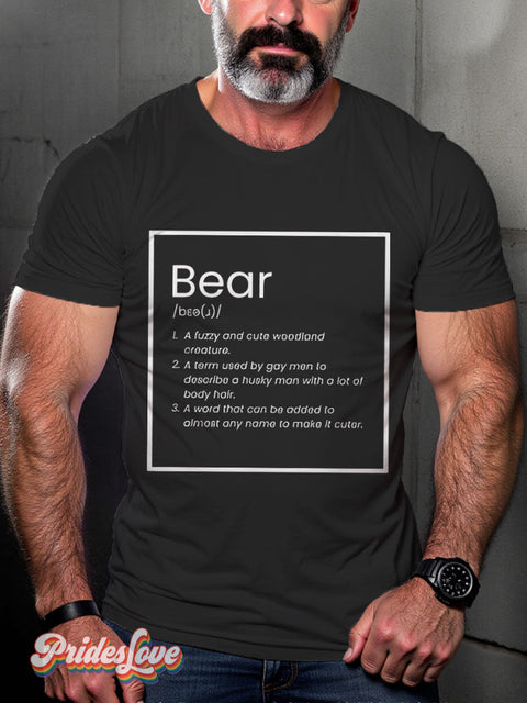 LGBT Bear Definition Casual Print T-shirt Black / S