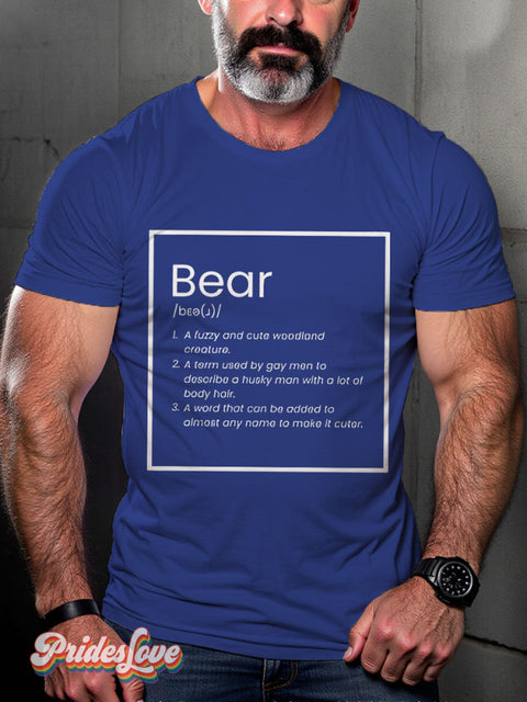 LGBT Bear Definition Casual Print T-shirt Blue / S