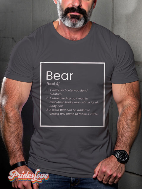 LGBT Bear Definition Casual Print T-shirt Grey / S