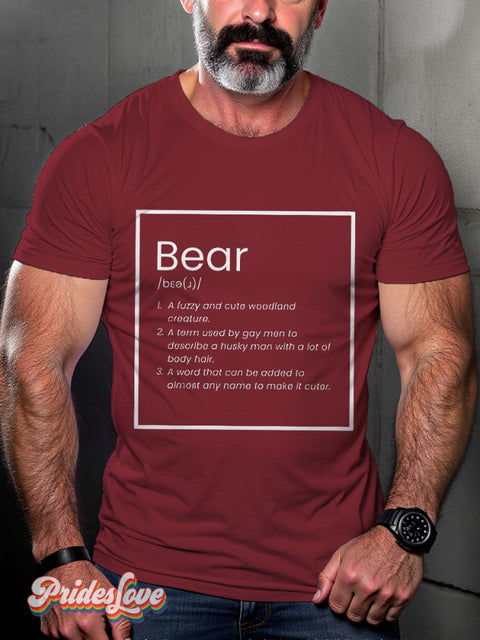 LGBT Bear Definition Casual Print T-shirt Maroon / S