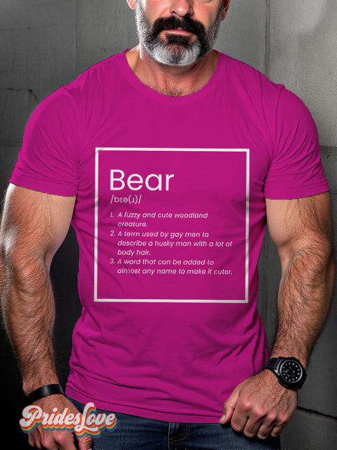 LGBT Bear Definition Casual Print T-shirt Rose / S