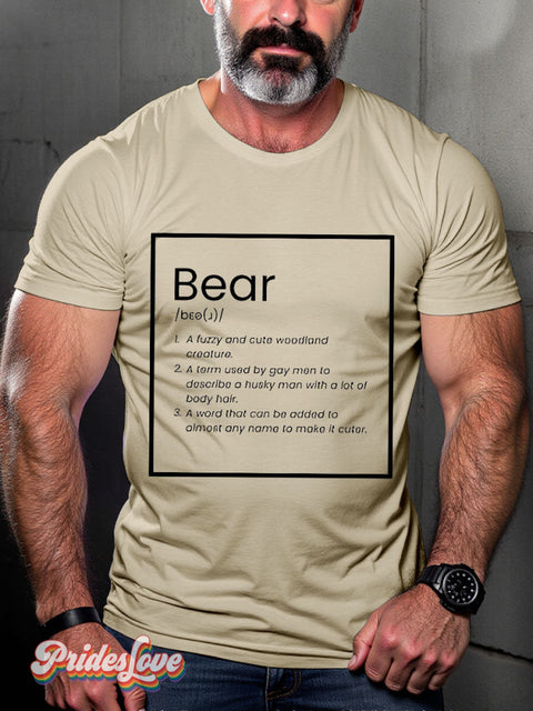 LGBT Bear Definition Casual Print T-shirt Sand / S