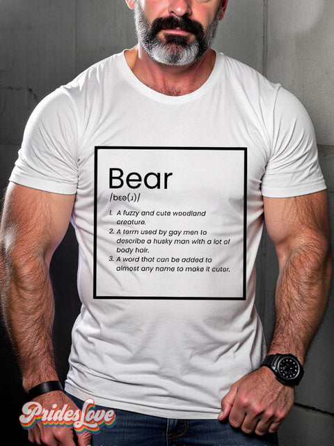 LGBT Bear Definition Casual Print T-shirt White / S