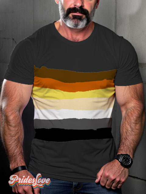 Lgbt Bear Flag Color Pride Casual Print T-Shirt Black / S