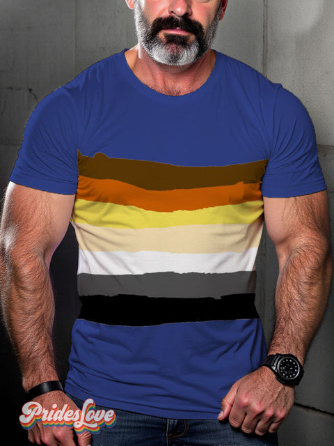 Lgbt Bear Flag Color Pride Casual Print T-Shirt Blue / S