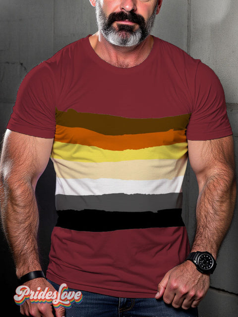 Lgbt Bear Flag Color Pride Casual Print T-Shirt Maroon / S