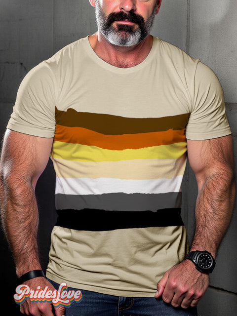 Lgbt Bear Flag Color Pride Casual Print T-Shirt Sand / S