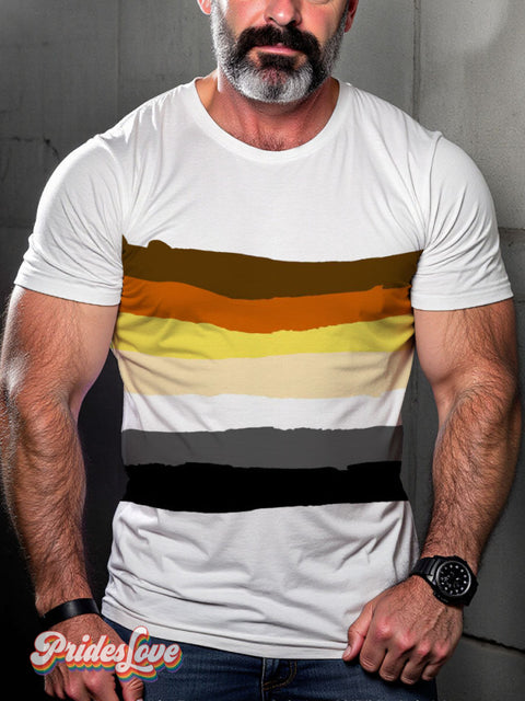 Lgbt Bear Flag Color Pride Casual Print T-Shirt White / S