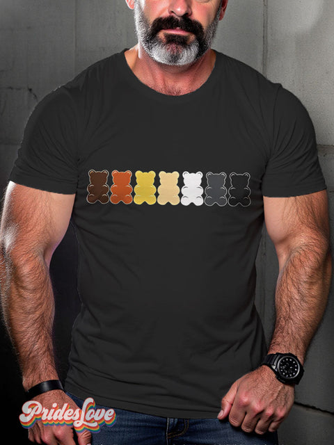LGBT Bear Pride Gummy Bears Colorful Casual Print T-shirt Black / S