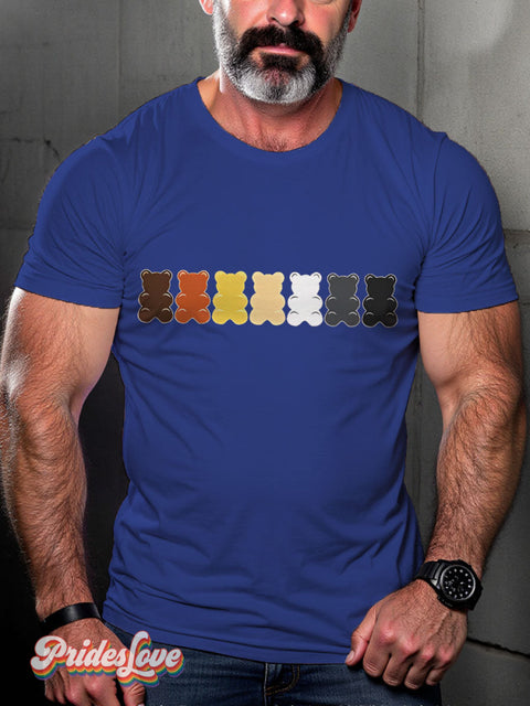 LGBT Bear Pride Gummy Bears Colorful Casual Print T-shirt Blue / S