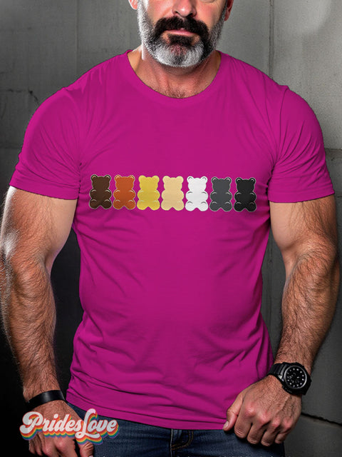 LGBT Bear Pride Gummy Bears Colorful Casual Print T-shirt Rose / S
