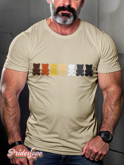 LGBT Bear Pride Gummy Bears Colorful Casual Print T-shirt Sand / S