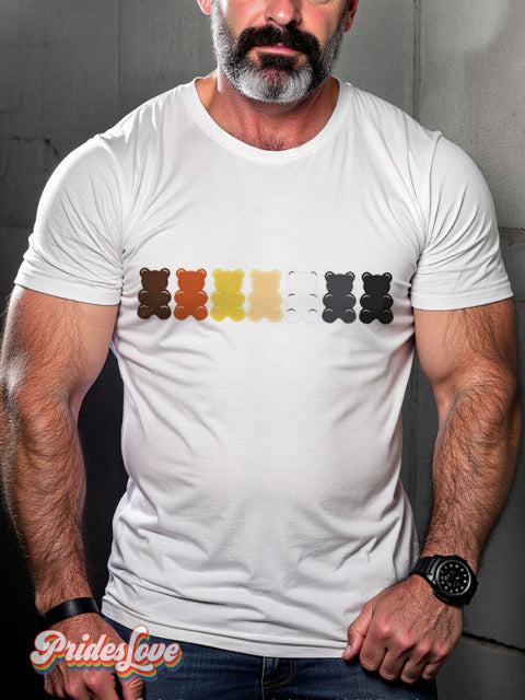 LGBT Bear Pride Gummy Bears Colorful Casual Print T-shirt White / S