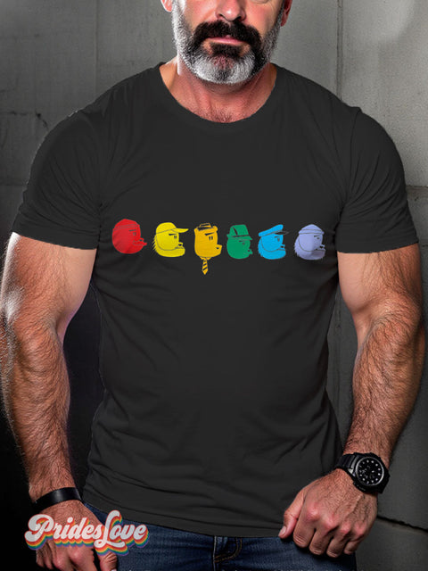 LGBT Bear Pride Rainbow Colorful Casual Print T-shirt Black / S