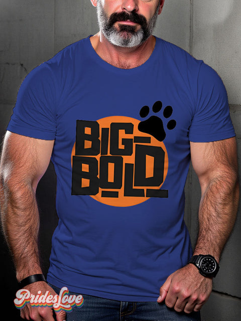 LGBT Big Bold Bear Casual Print T-shirt Blue / S