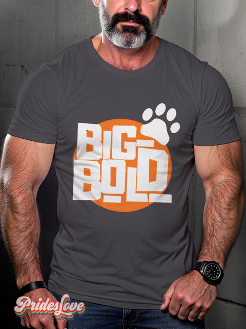 LGBT Big Bold Bear Casual Print T-shirt Grey / S