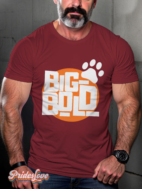 LGBT Big Bold Bear Casual Print T-shirt Maroon / S