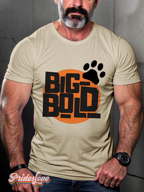 LGBT Big Bold Bear Casual Print T-shirt Sand / S