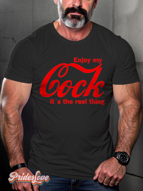 LGBT Enjoy My Cock Casual Print T-shirt Black / S