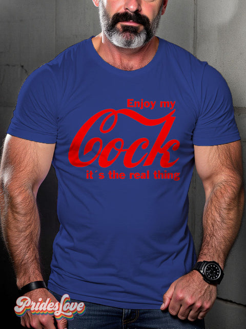 LGBT Enjoy My Cock Casual Print T-shirt Blue / S
