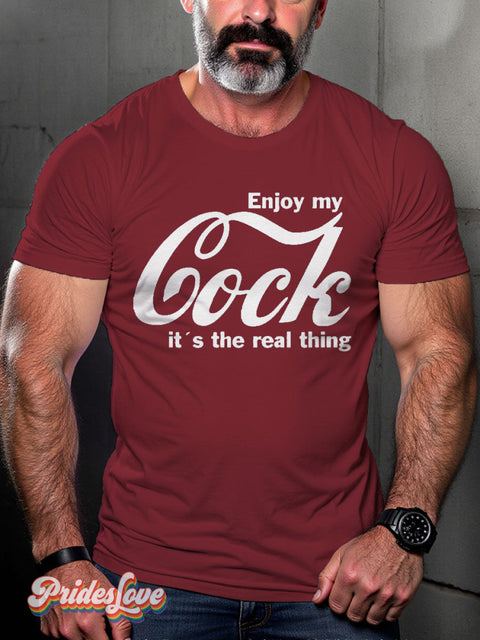 LGBT Enjoy My Cock Casual Print T-shirt Maroon / S