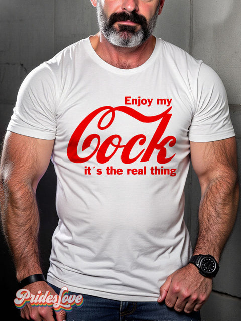 LGBT Enjoy My Cock Casual Print T-shirt White / S