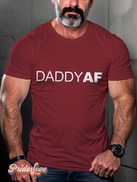 LGBT Gay DaddyAF Bear Casual Print T-shirt Maroon / S