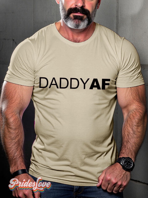 LGBT Gay DaddyAF Bear Casual Print T-shirt Sand / S
