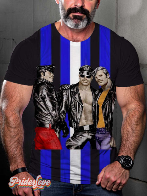 Lgbt Gay Leather Pride Stripe T-Shirt Multicolor / S