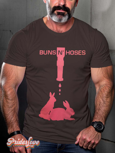 Lgbt Gay Male Rabbits Buns ’N Hoses T-Shirt Multicolor / S