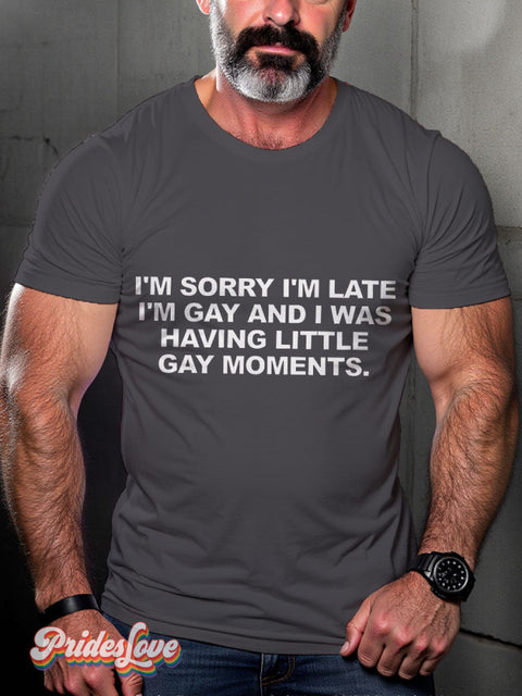 LGBT Gay Moments Casual Print T-shirt Grey / S