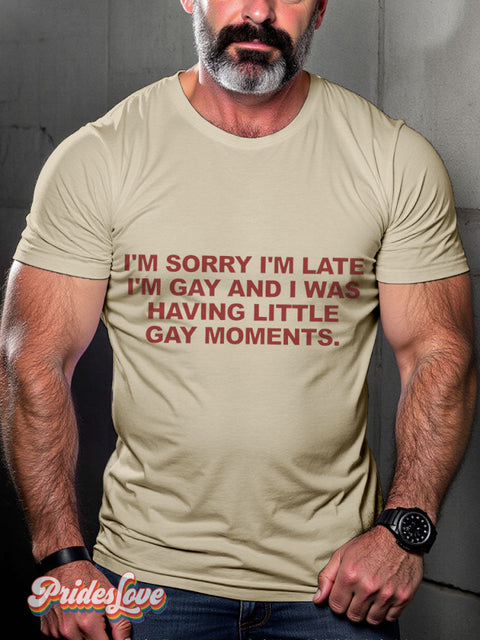 LGBT Gay Moments Casual Print T-shirt Sand / S