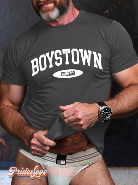 LGBT Gay Pride Boystown Chicago Art Print T-shirt Gray / S