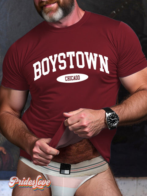 LGBT Gay Pride Boystown Chicago Art Print T-shirt Red / S