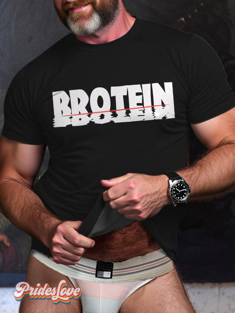 LGBT Gay Pride Brotein Print T-shirt Black / S