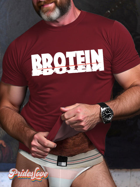 LGBT Gay Pride Brotein Print T-shirt Red / S