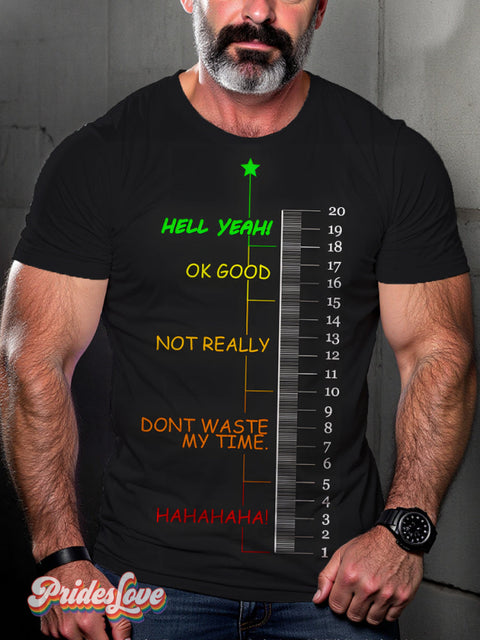 LGBT Gay Pride Dick Scale Big Cock Fun Print T-shirt Black / S