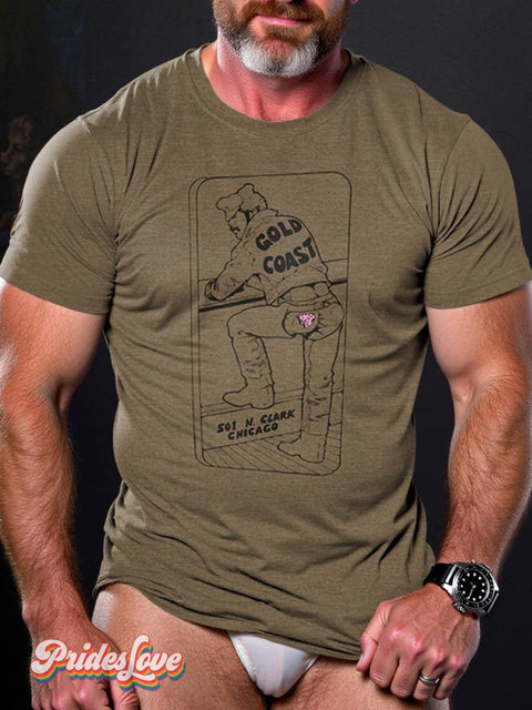 Lgbt Gay Pride Gold Coast Sexy Leather T-Shirt Brown / S