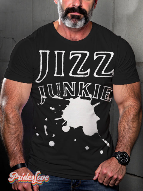 LGBT Gay Pride Rainbow Jizz Junkie Print T-shirt Black / S
