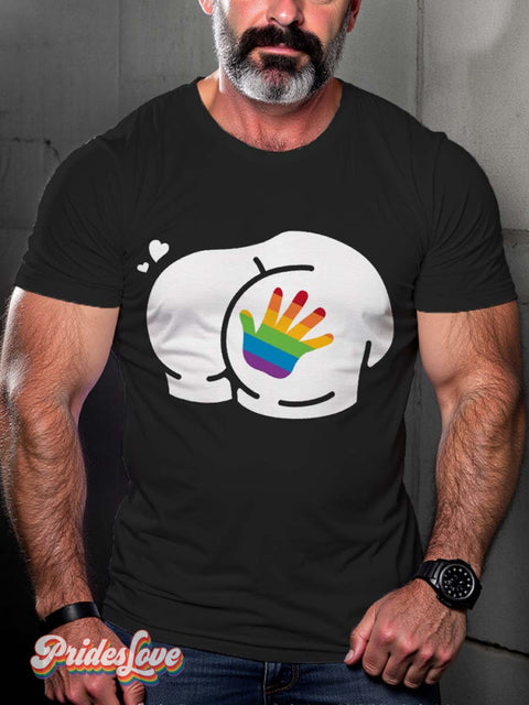 Lgbt Gay Pride Rainbow Slap Print Ass T-Shirt
