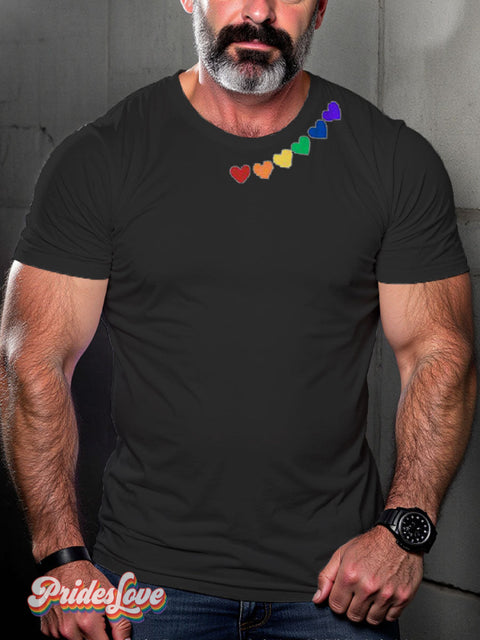 LGBT Heart Rainbow Pride Casual Print T-shirt Black / S