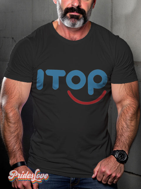 LGBT ITOP Parody Gay Casual Print T-shirt Black / S