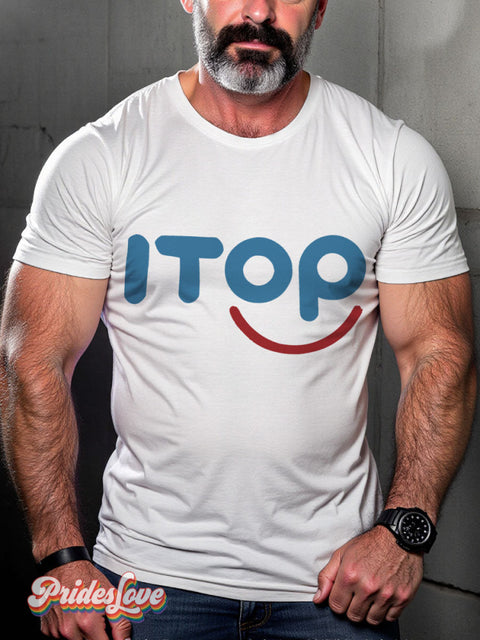 LGBT ITOP Parody Gay Casual Print T-shirt White / S