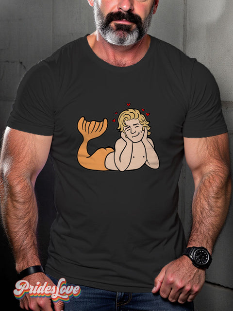 LGBT Mermaid Casual Print T-shirt Black / S