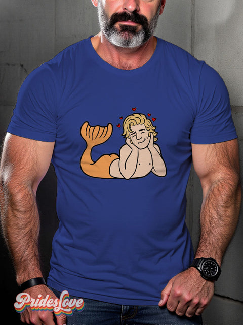 LGBT Mermaid Casual Print T-shirt Blue / S